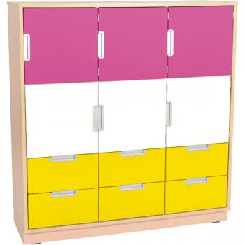 Quadro - Schrank L mit 2 Trennwänden und 2x3 Einlegeböden, B 116, Ahorn